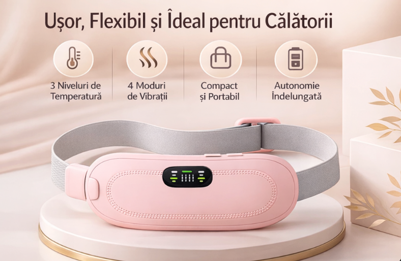 Centură termică inteligentă pentru dureri menstruale și lombare cu masaj